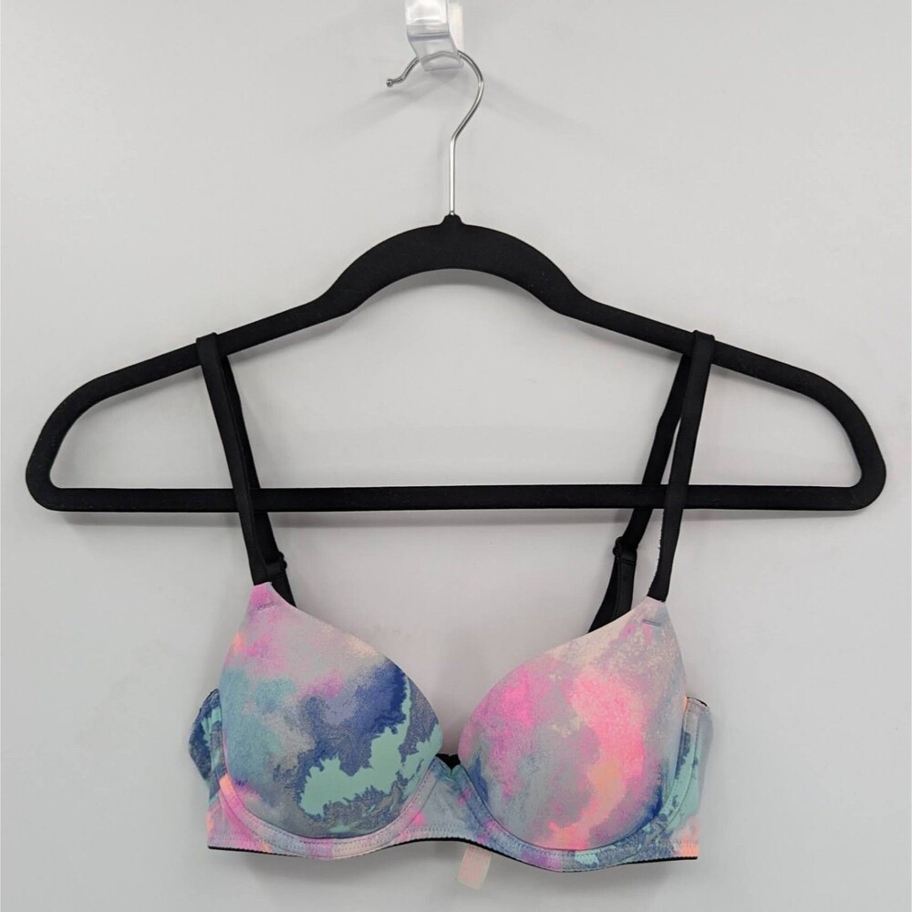 Victoria's Secret PINK Bra Women's 32A Colorful Tie Dye Lightly Lined-READ